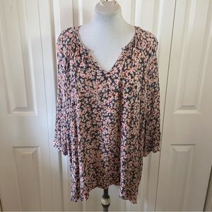 Maurices Floral Pink Loose Flowy Tunic Top sz 3X